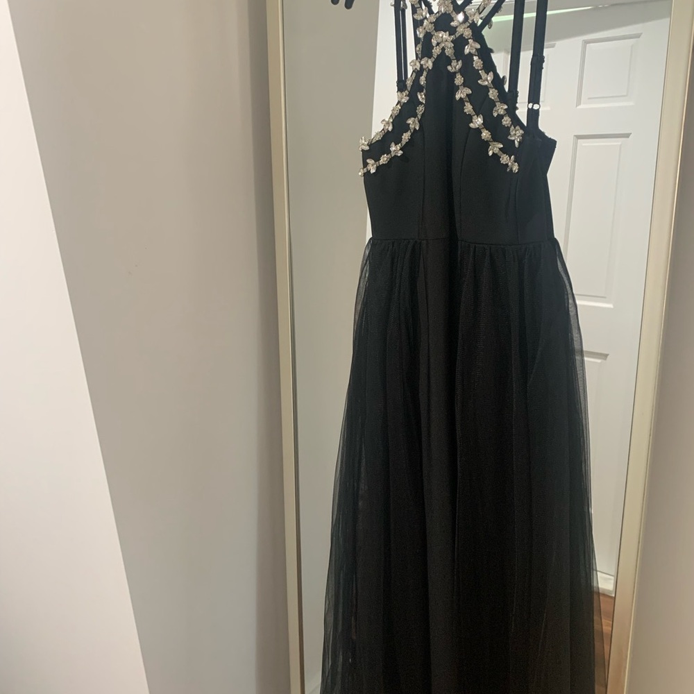 Elegant Black Kids Dress with Floral Accents